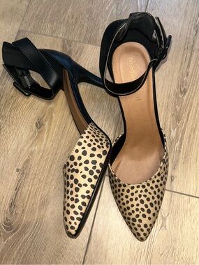Madden Girl Electraa Leopard Print Pointed Toe Ankle Strap Heels Size 8.5